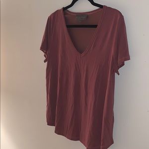 Anthropologie rosy pink v-neck tee